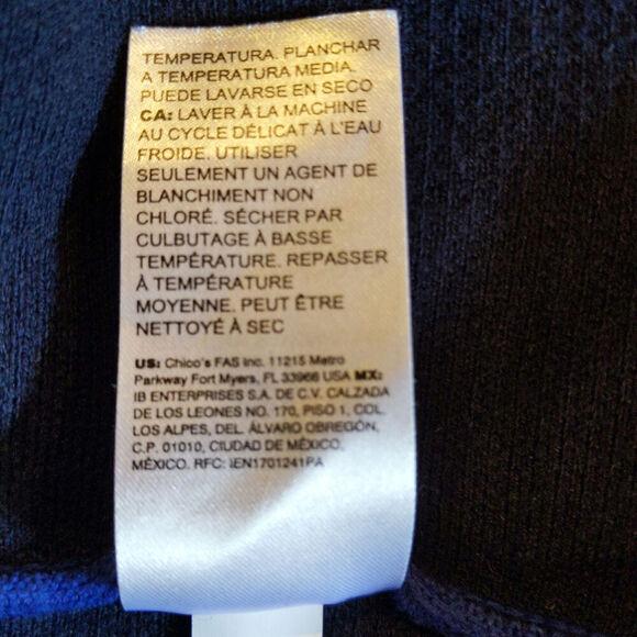 Chicos Blue Knit Tunic Sweater Raw Hem Boho Lagenlook Minimalist Artsy Small - Picture 9 of 10